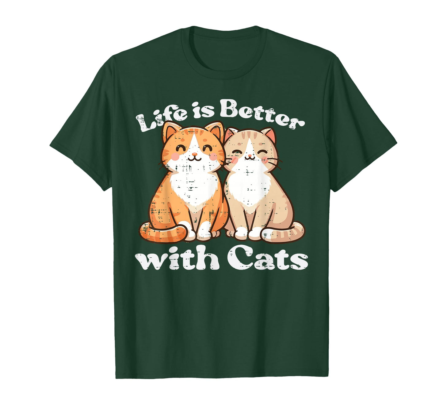 Life Is Better With Cats Cute Kitten Kitty Women Girls Kids T-Shirt