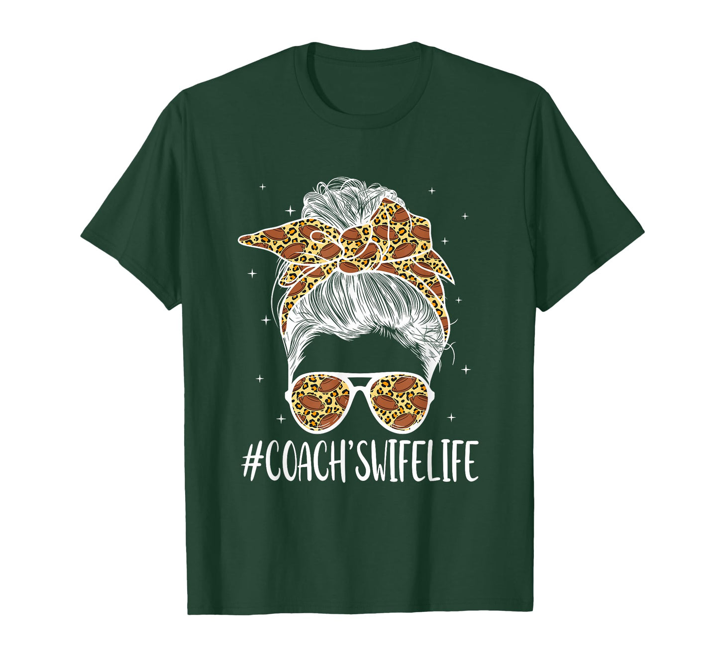 Football Coach's Wife Life Football Coach Wife Messy Bun T-Shirt