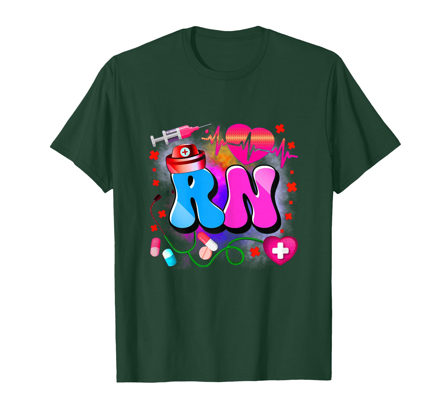 Registered Nurse RN – Colorful Tie Dye Healthcare Style T-Shirt