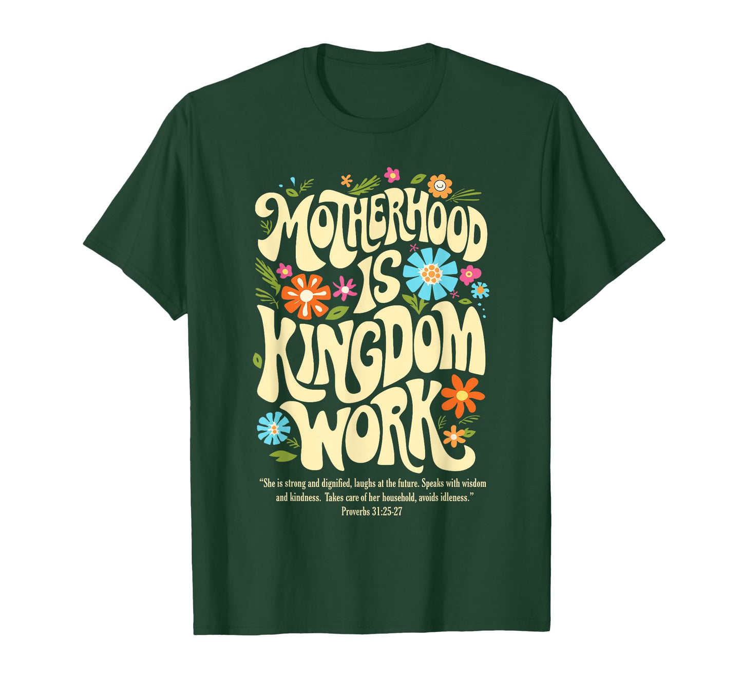 Floral Vintage Motherhood is Kingdom Work Mama Mothers Day T-Shirt