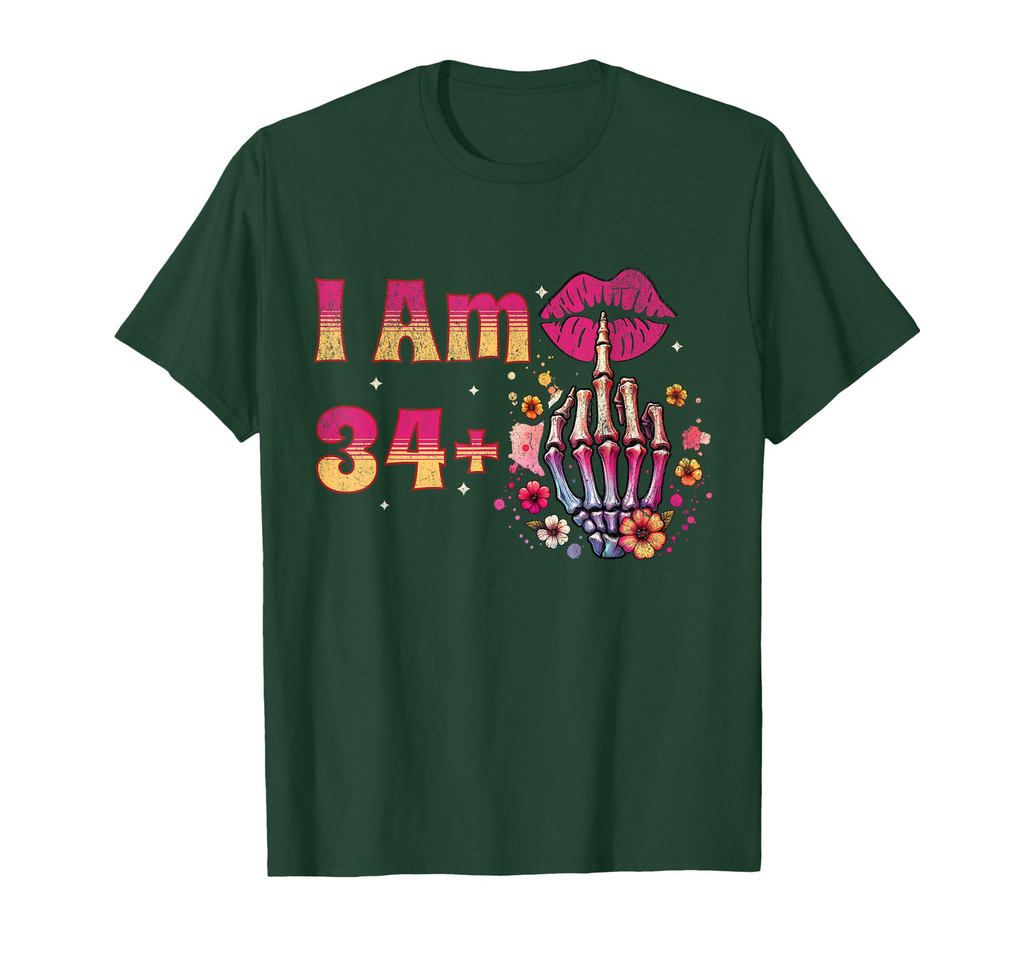 35th Birthday I Am 34 Plus 1 Middle Finger Vintage 34+1 T-Shirt