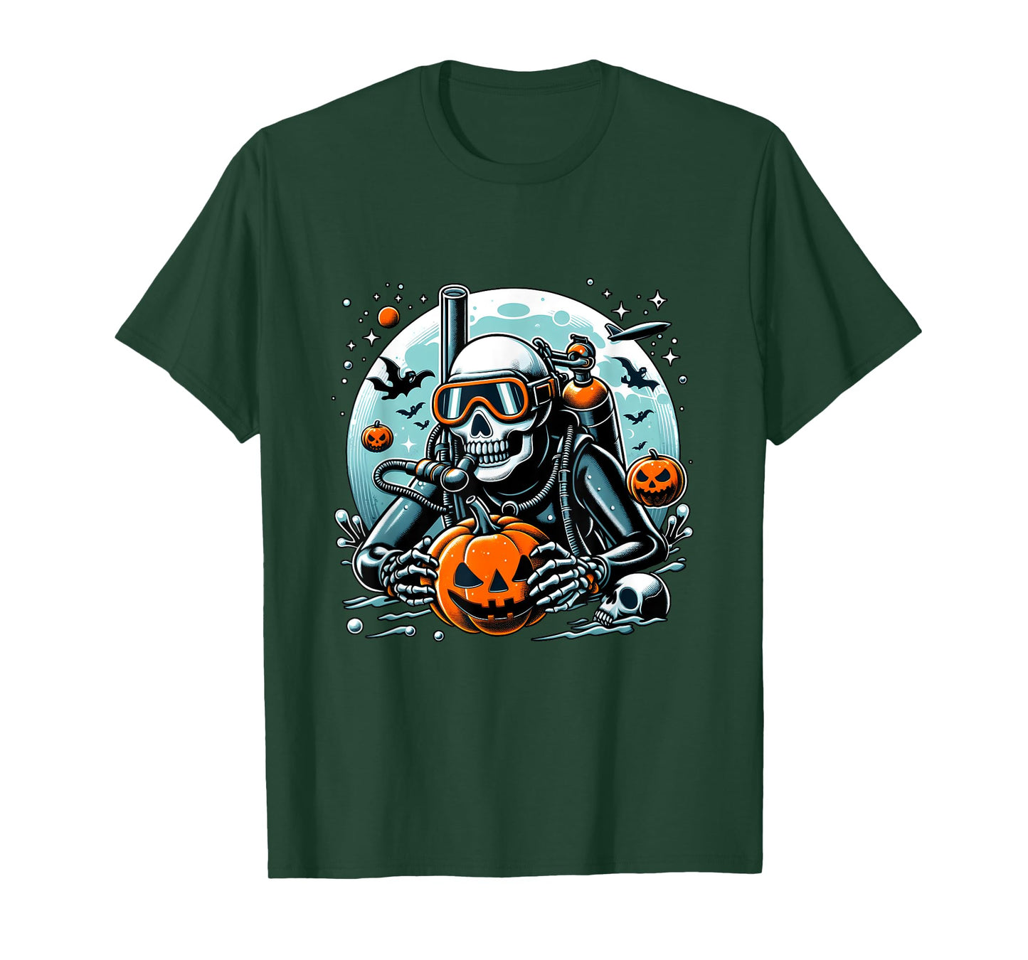 Dive Skeleton Scuba Diving Player Halloween Diver Ocean Life T-Shirt
