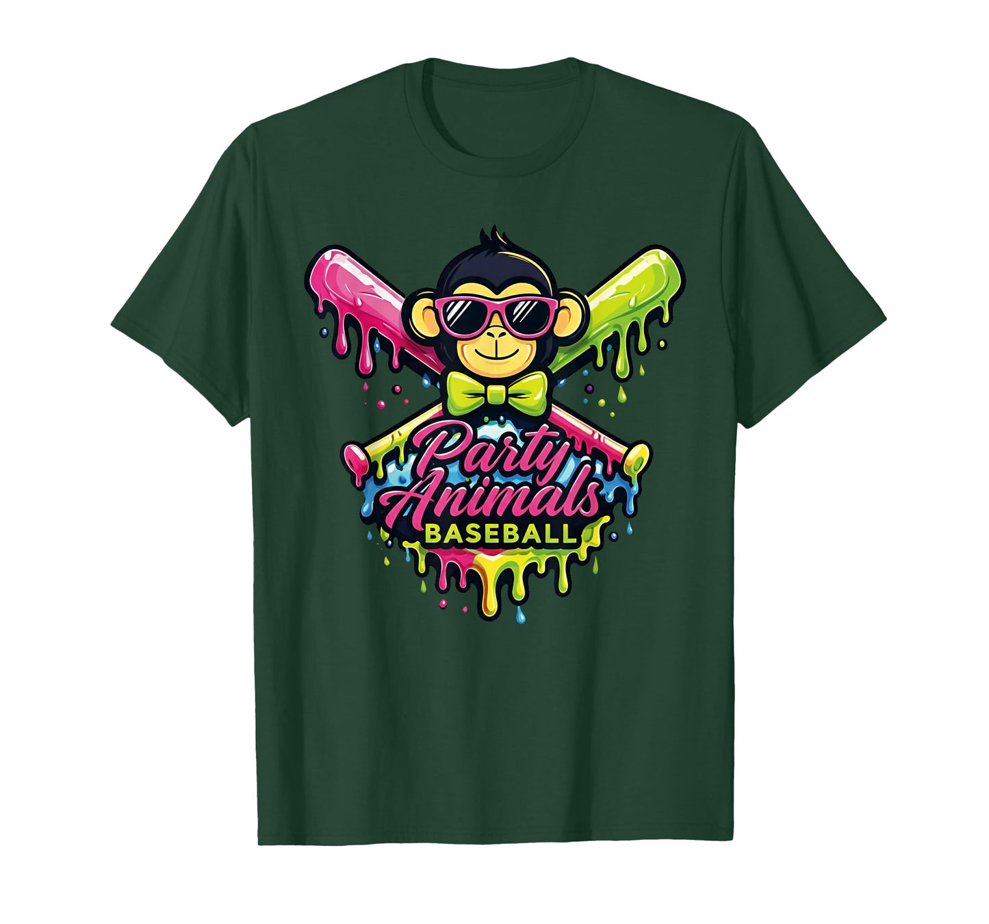 Party Animals Baseball Funny Monkey T-Shirt - T-Shirt | Forest