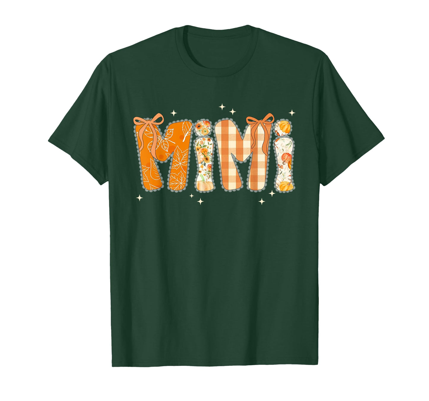 Floral Fall Thanksgiving Mimi Coquette Bow Pumpkin Grandma T-Shirt