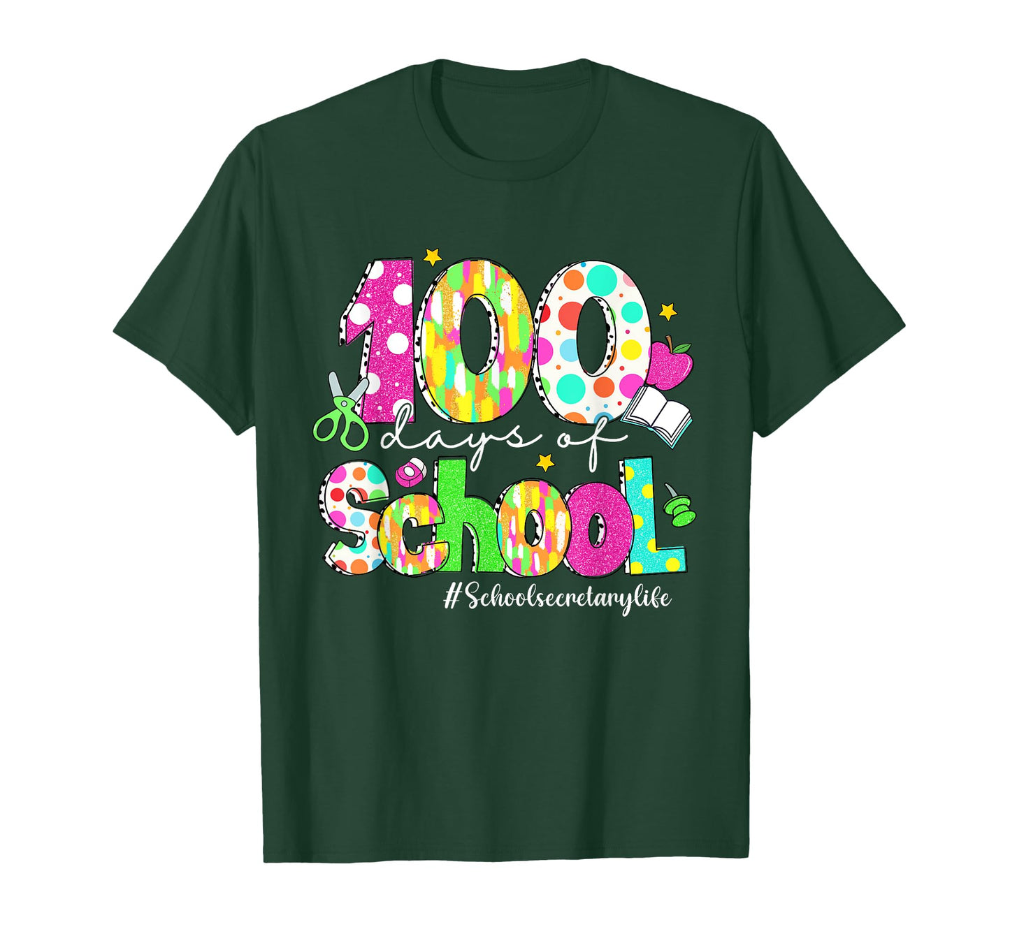 100 Days Of School Brushstroke School Secretary Life T-Shirt