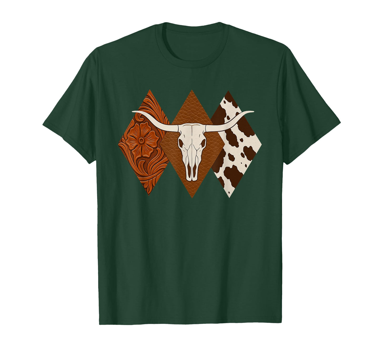 Boho Cow Skull Western Country Longhorn Cowboy Cattle Skull T-Shirt