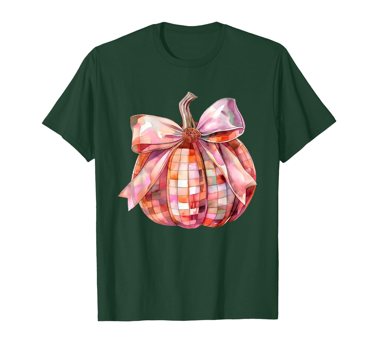 Fall Autumn Pink and Orange Disco Ball Pumpkin Halloween T-Shirt