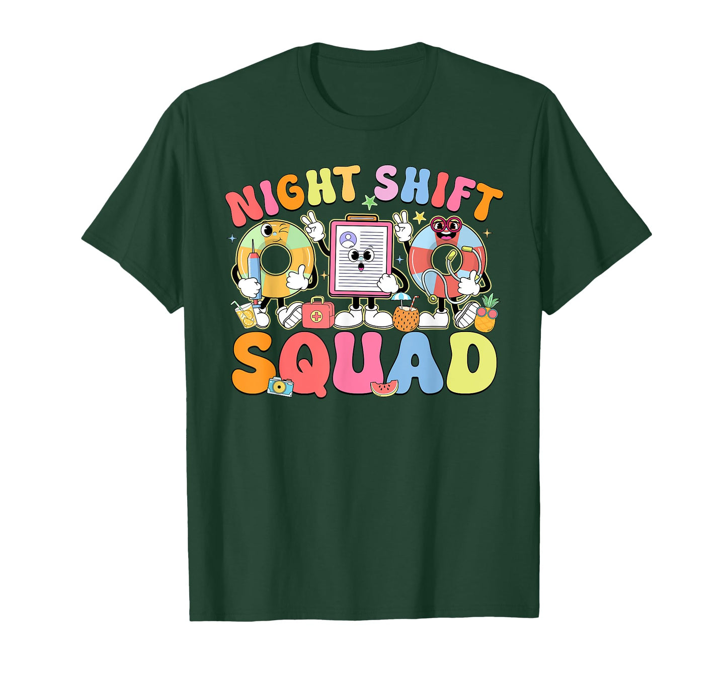 Funny Night Shift Squad Summer Vibes ER Nurse Team T-Shirt
