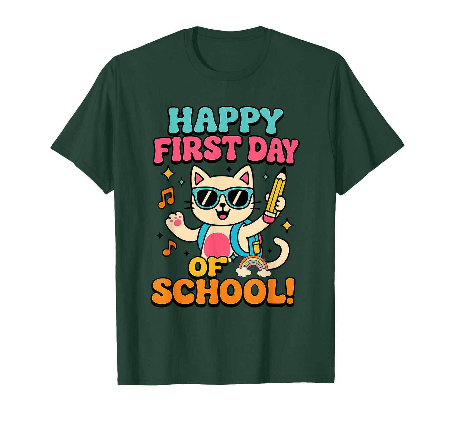 Cute Cat Happy First Day of School Back To School T-Shirt