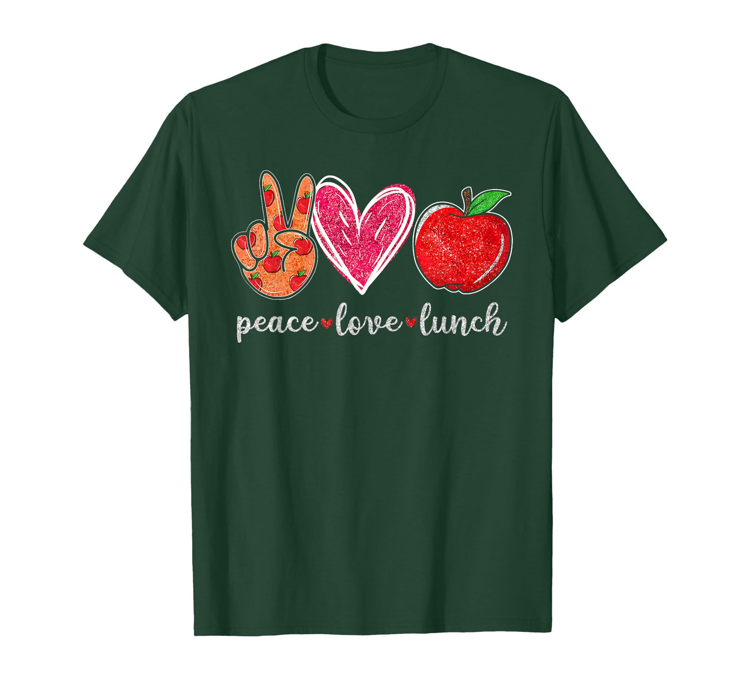 Peace Love Lunch Funny Lunch Lady Womens Food Service School T-Shirt