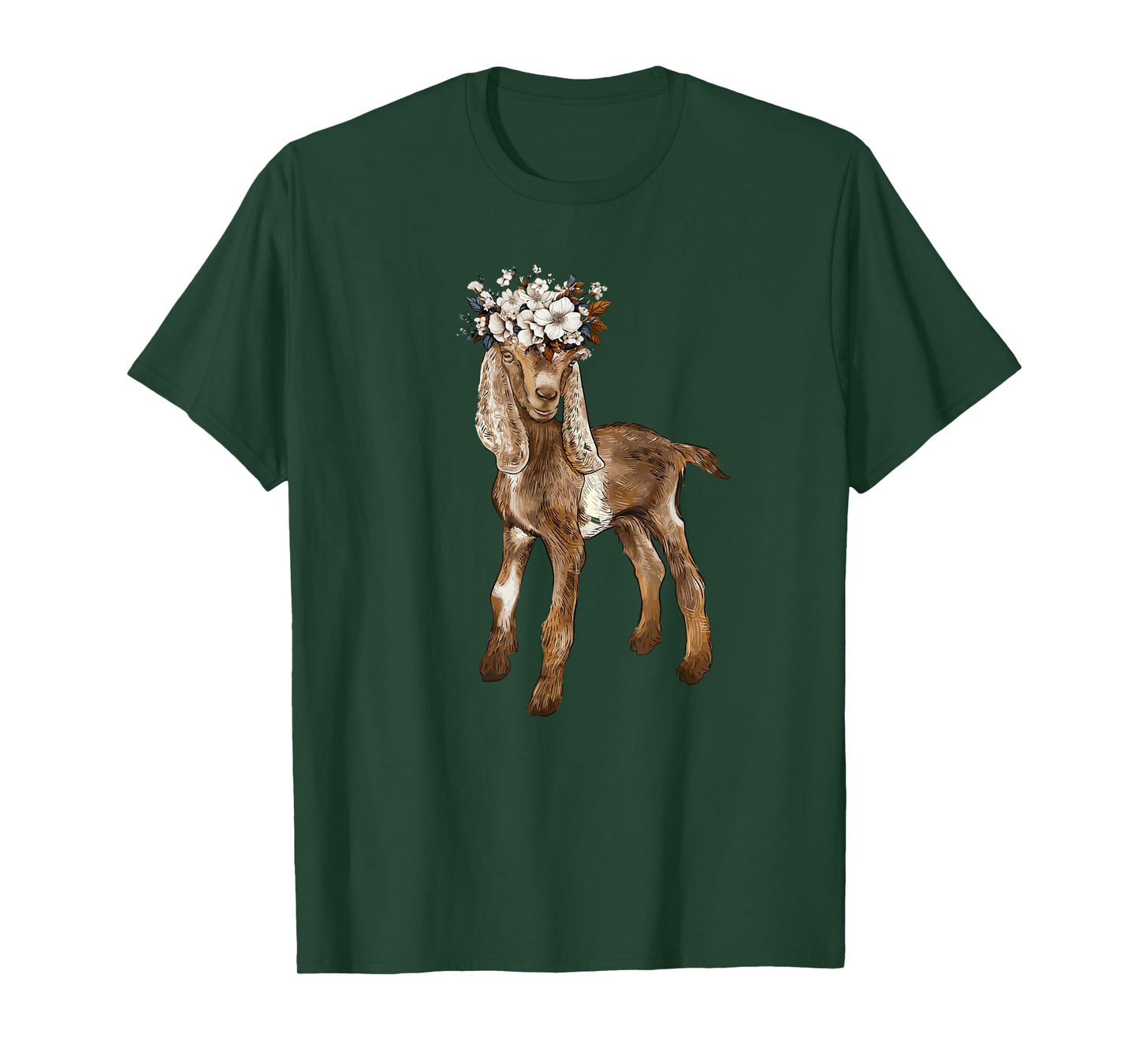 cute nubian Baby Goat with flower, nubian goat mom T-Shirt