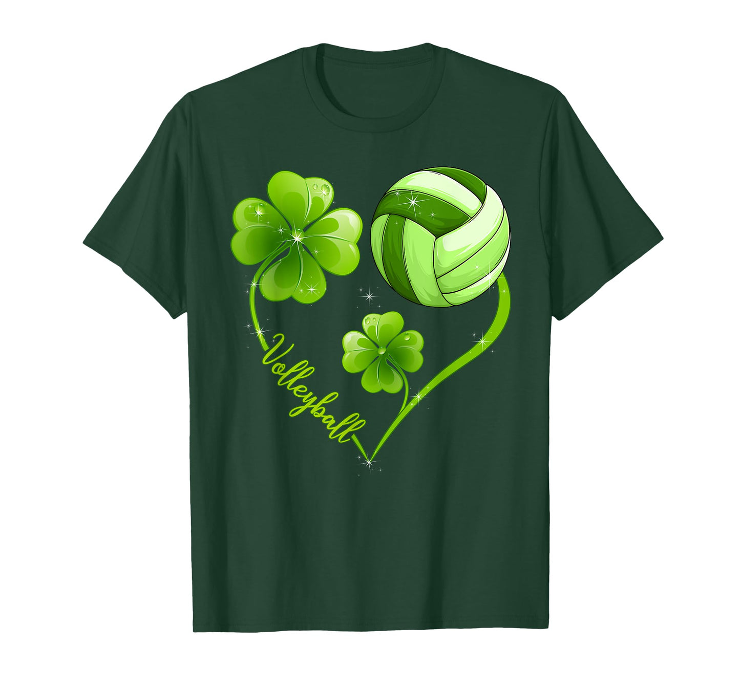 Funny Volleyball Lover Shamrock Leaf Heart St Patrick's Day T-Shirt