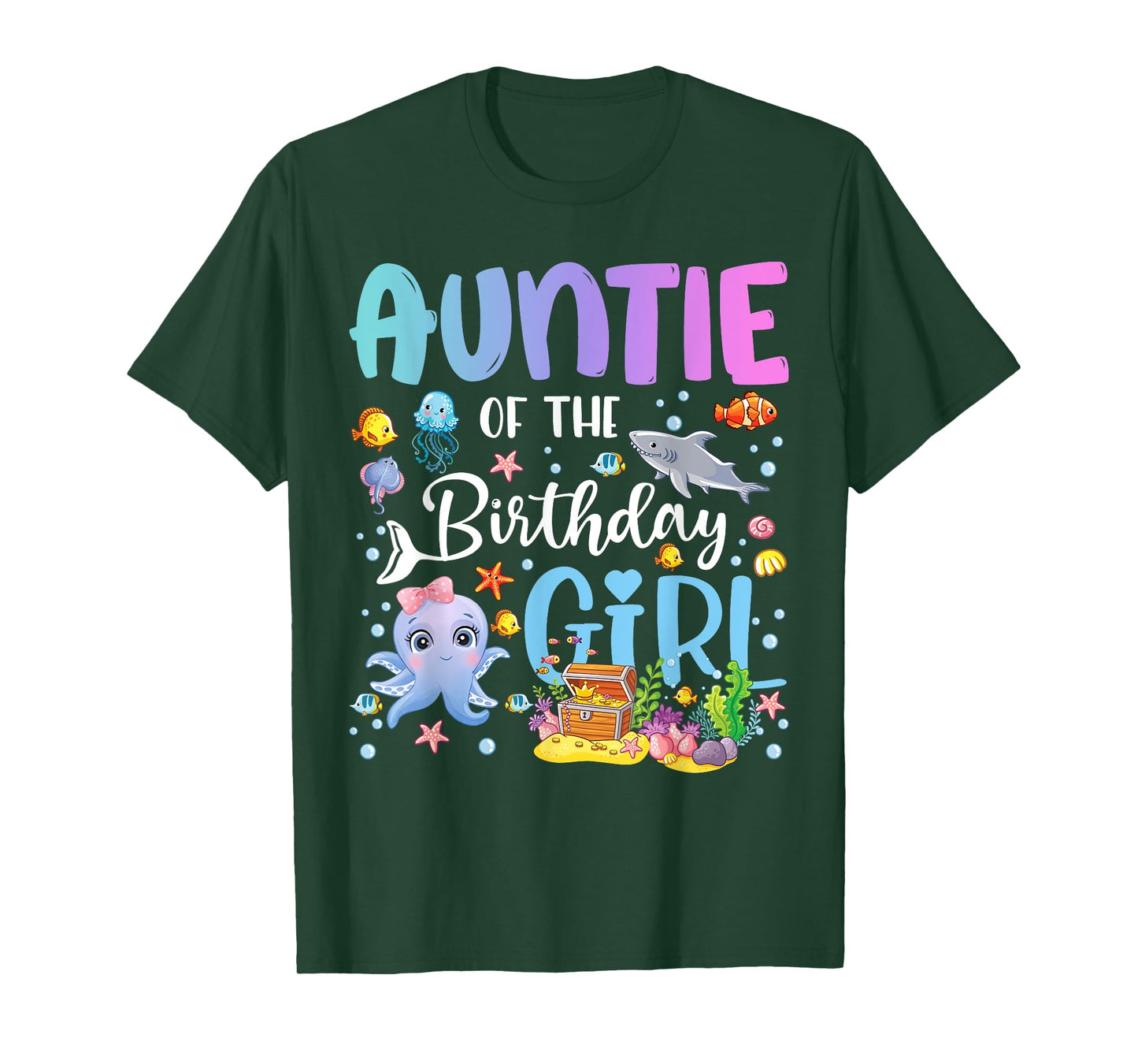 Auntie of The Birthday Girl Sea Fish Ocean Aquarium T-Shirt