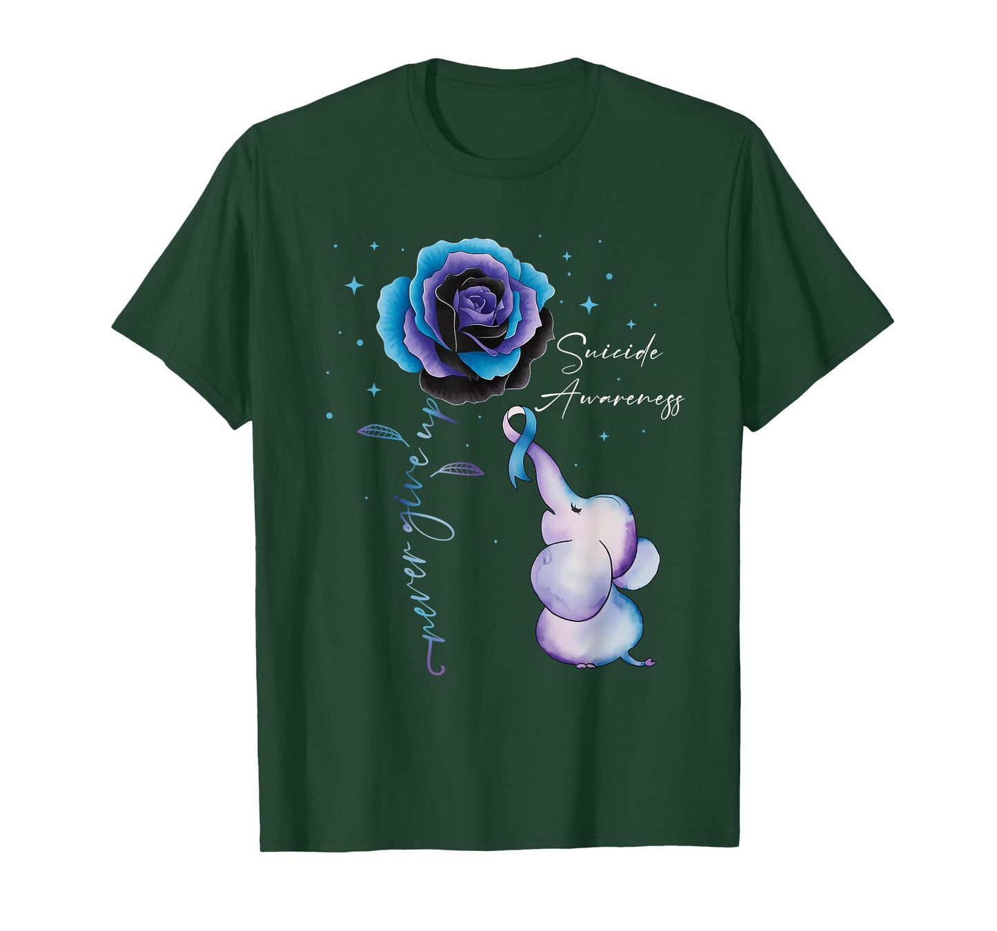 Suicide Prevention Awareness Elephant Sunflower Teal Purple T-Shirt