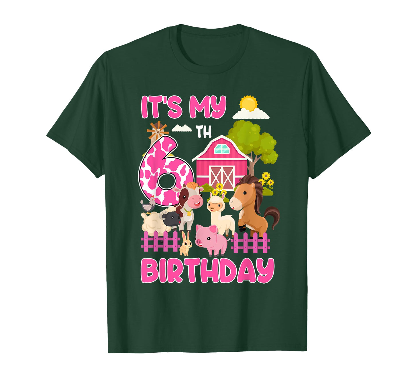 It’s My 6th Birthday Farm Animals 6 Year Old Girl Party T-Shirt