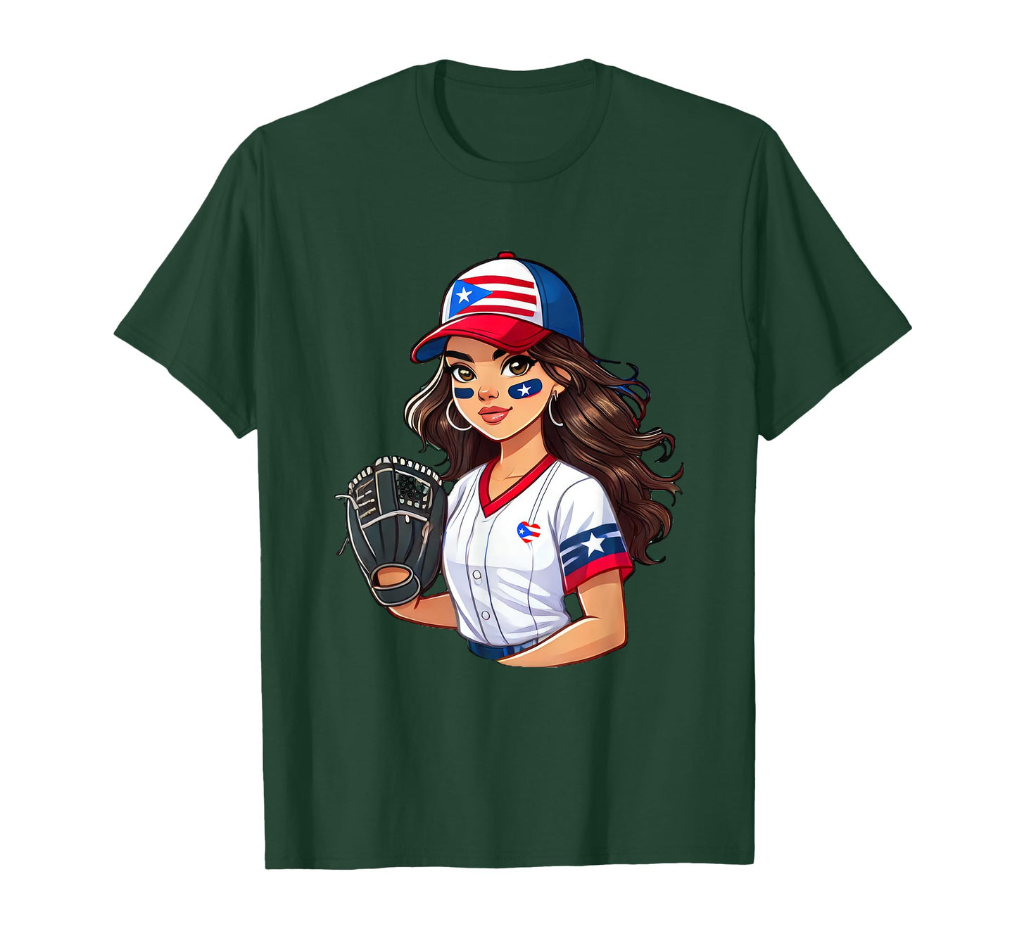 Puerto Rico Softball Womens Baseball Boricua Flag Girl Cool T-Shirt