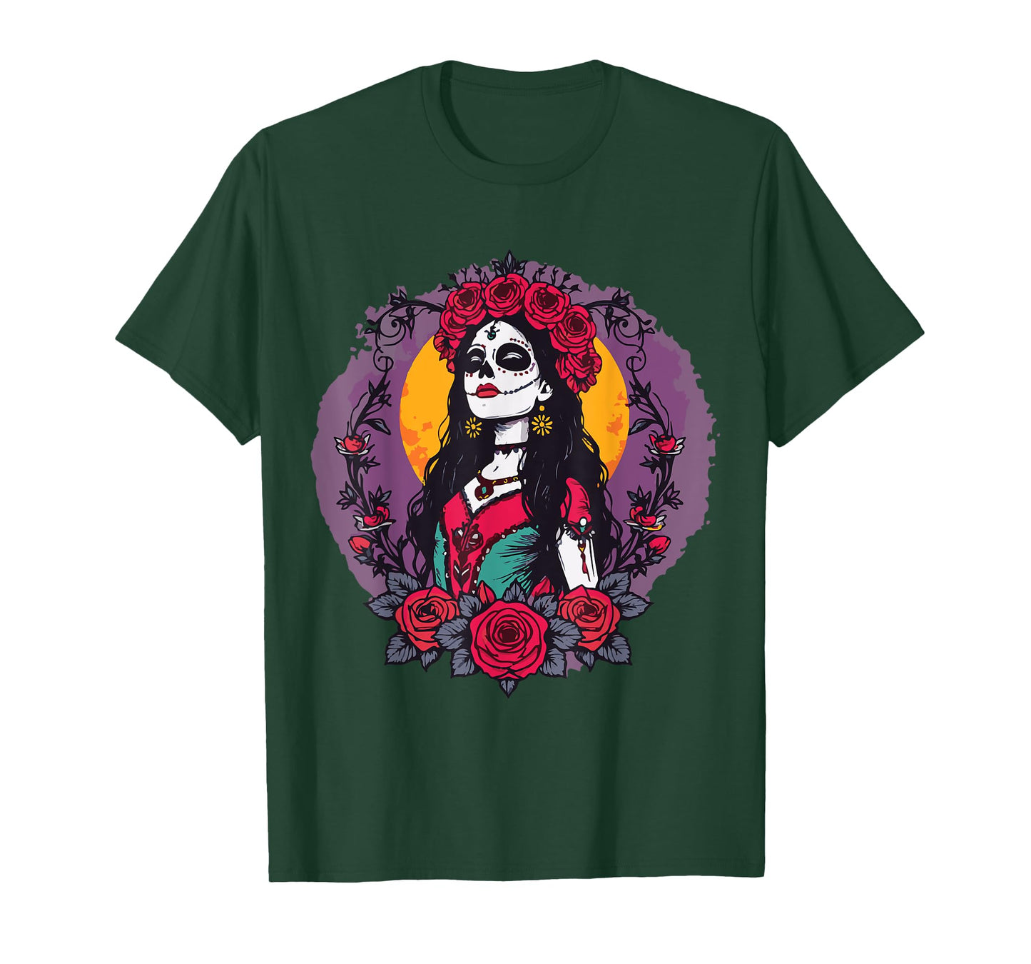 La Catrina Skull Dia de Los Muertos T-Shirt