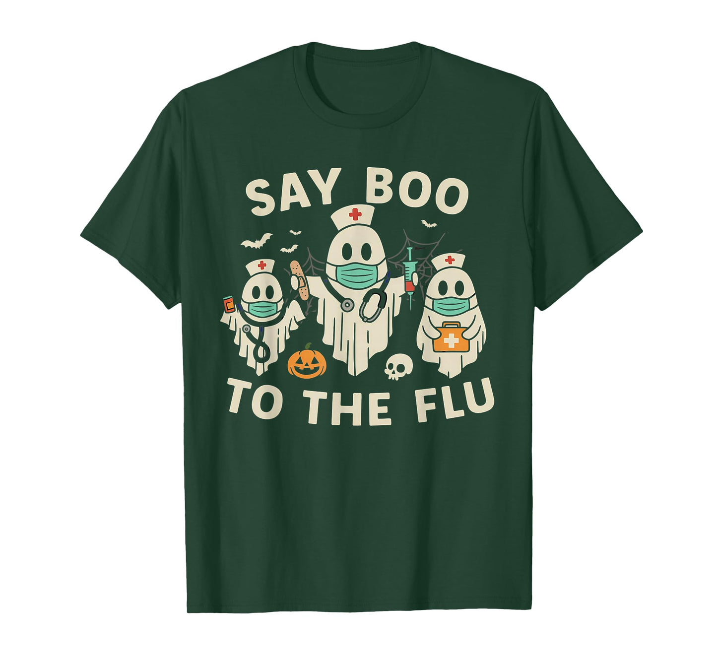 Nurse Halloween Ghost Crew Vaccine Say Boo to The flu T-Shirt