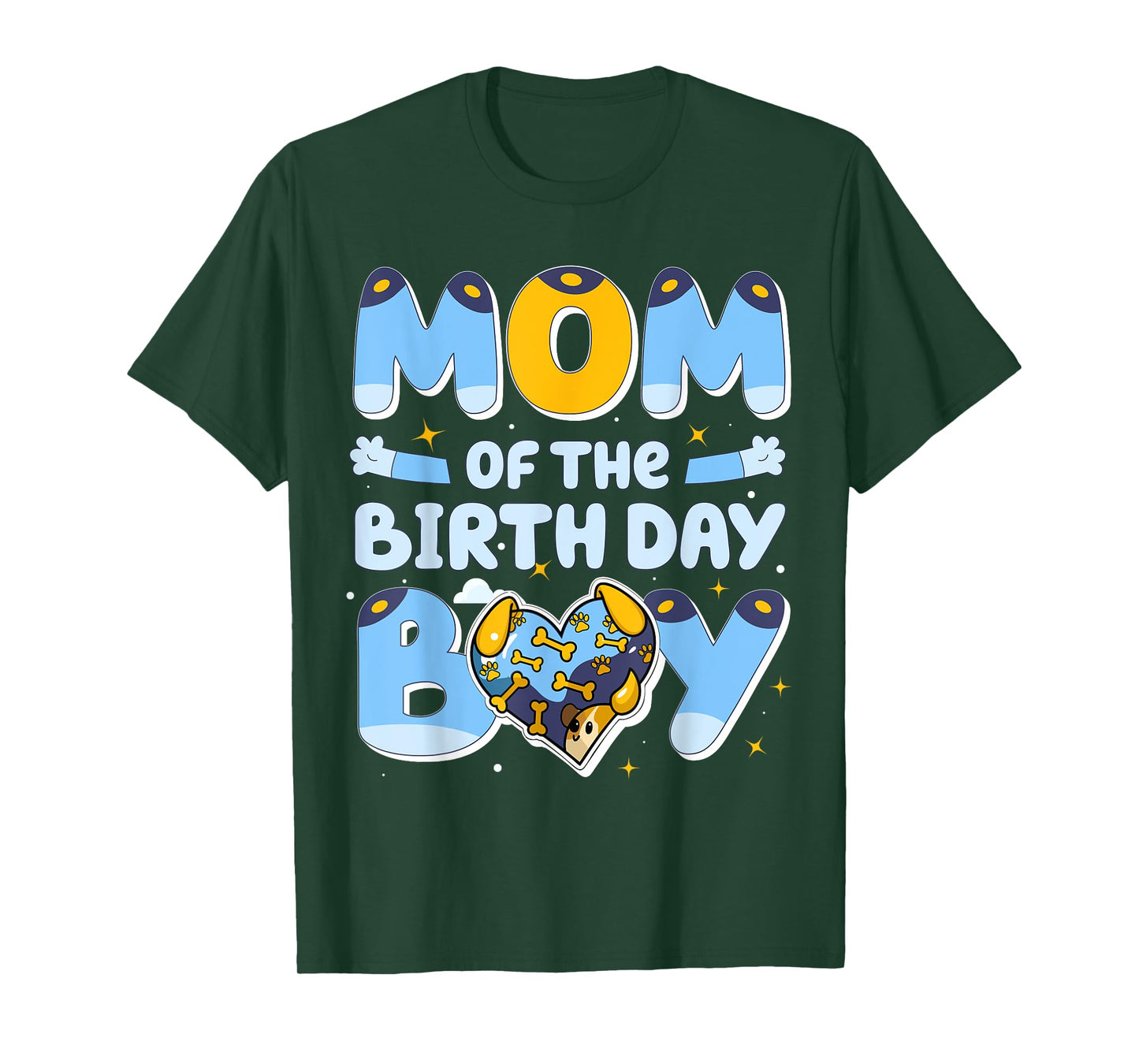 Mom Of The Birthday Boy Funny Blue Dog Family Matching T-Shirt