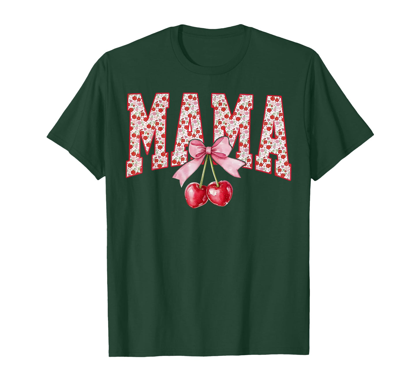 Mama Cherry Floral Happy Mother's Day Mom Life Coquette Bow T-Shirt