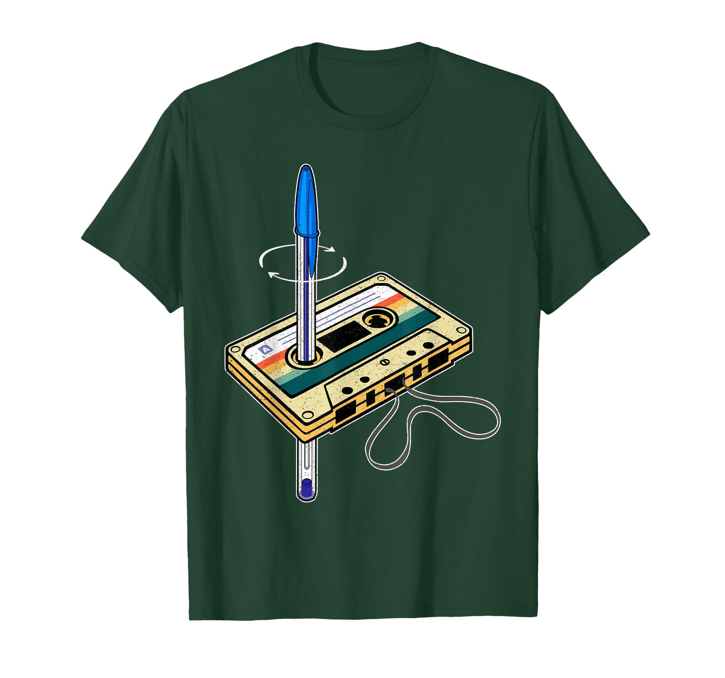 Cassette Pen Hack Retro 80s Old School Tape Fix Rewind Funny T-Shirt