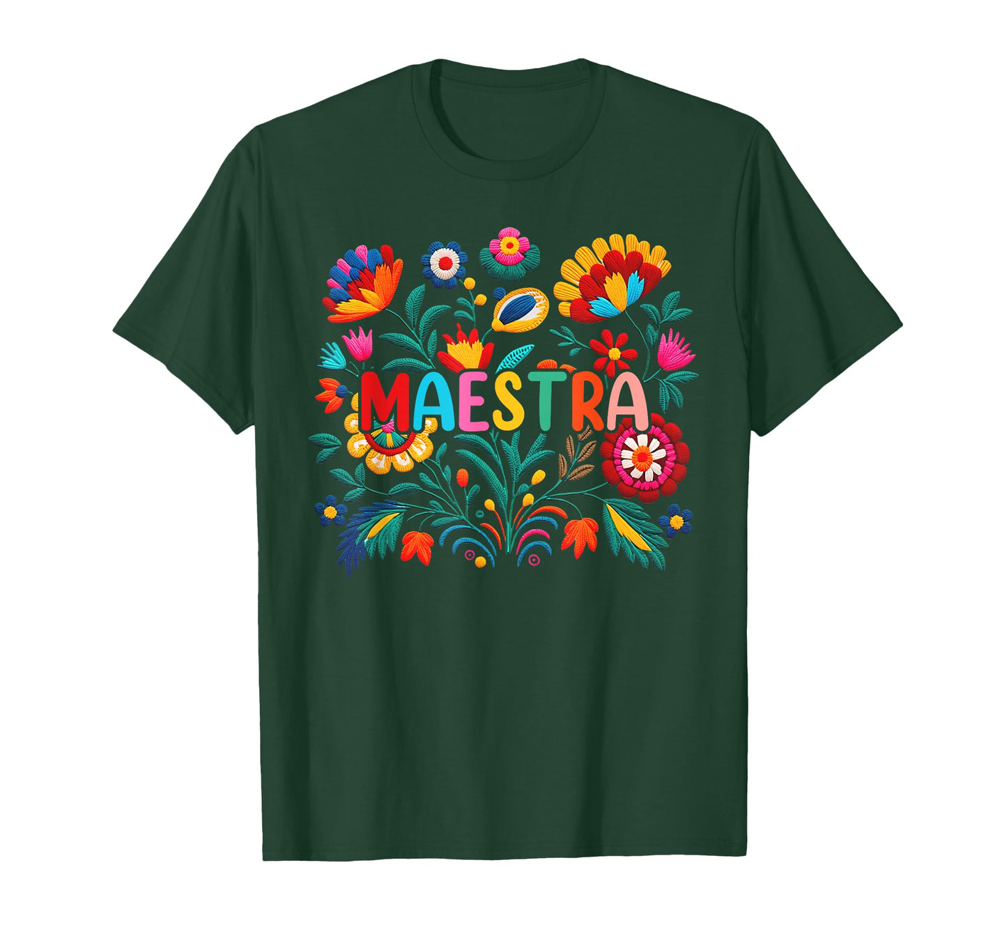 Maestra Flowers Spanish Teacher Cinco De Mayo Funny T-Shirt
