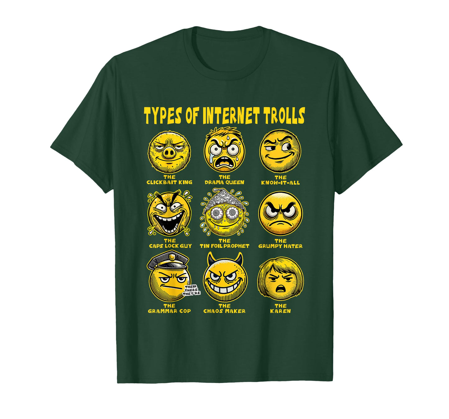 Funny Types of Internet Trolls Meme - Troll Face T-Shirt