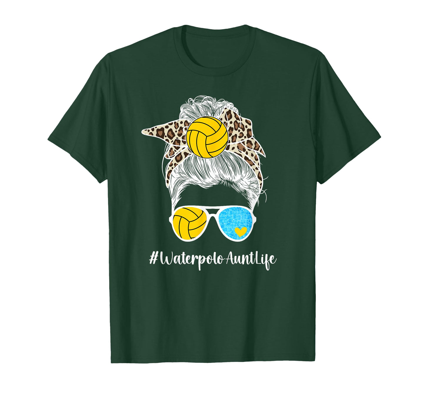 Water Polo Aunt Life Water Polo Player Auntie Messy Bun T-Shirt