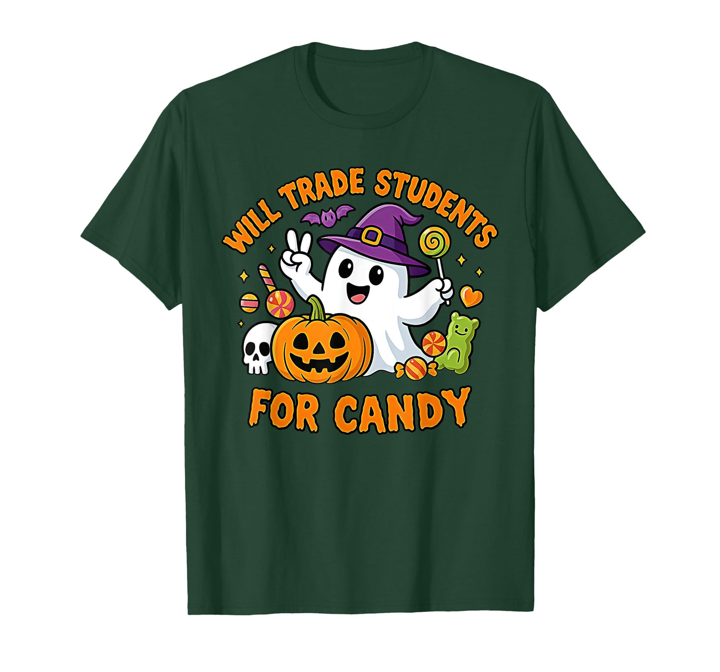 Will Trade Students for Candy Funny Halloween Boo Teacher T-Shirt