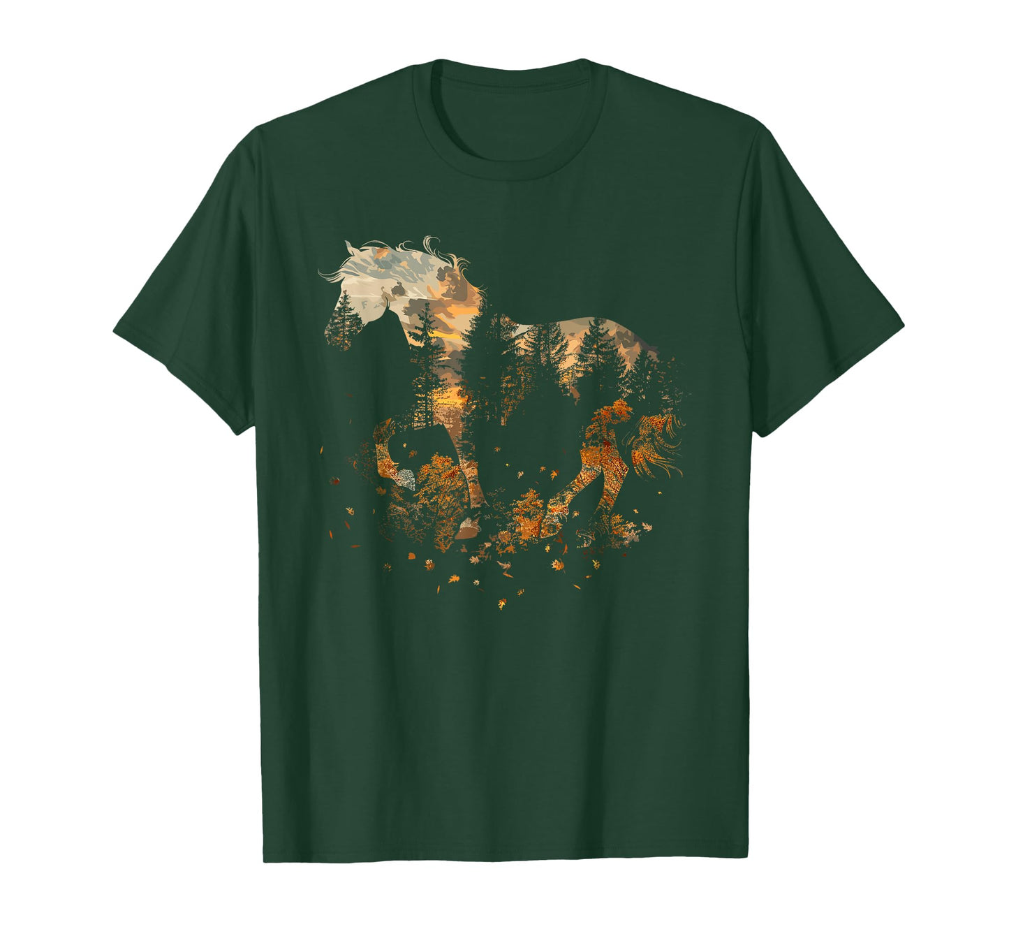 Cute Horse Lover Autumn Leaves Pony Animal Wildlife T-Shirt
