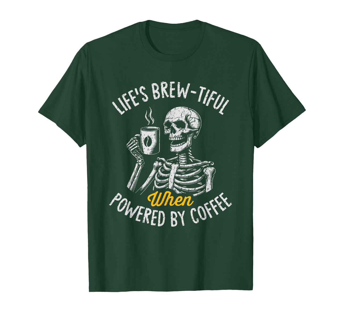 Powered by Coffee Funny Skeleton Caffeine Lover Barista T-Shirt