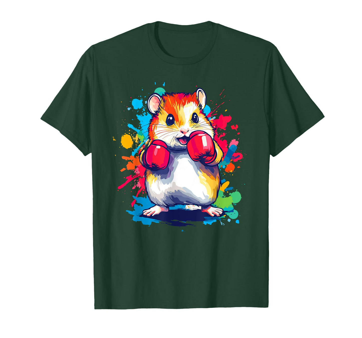 Hamster Wearing Boxing Gloves Colorful Art T-Shirt