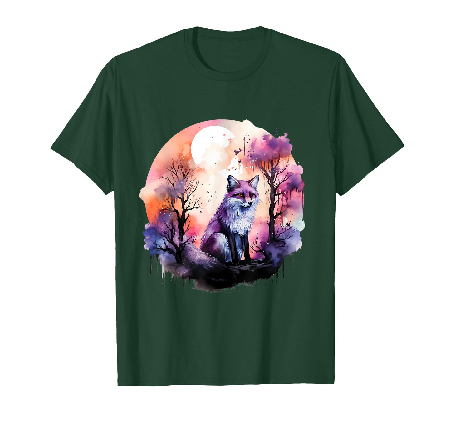 Fox Colorful Forest Nature Animal Lovers Wildlife Artwork T-Shirt
