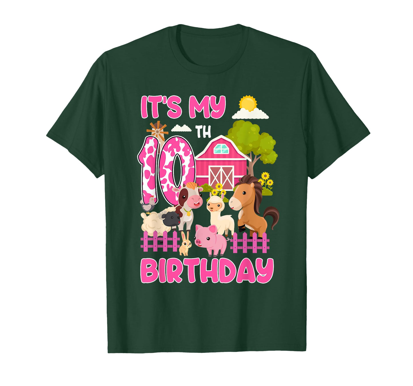 It’s My 10th Birthday Farm Animals 10 Year Old Girl Party T-Shirt