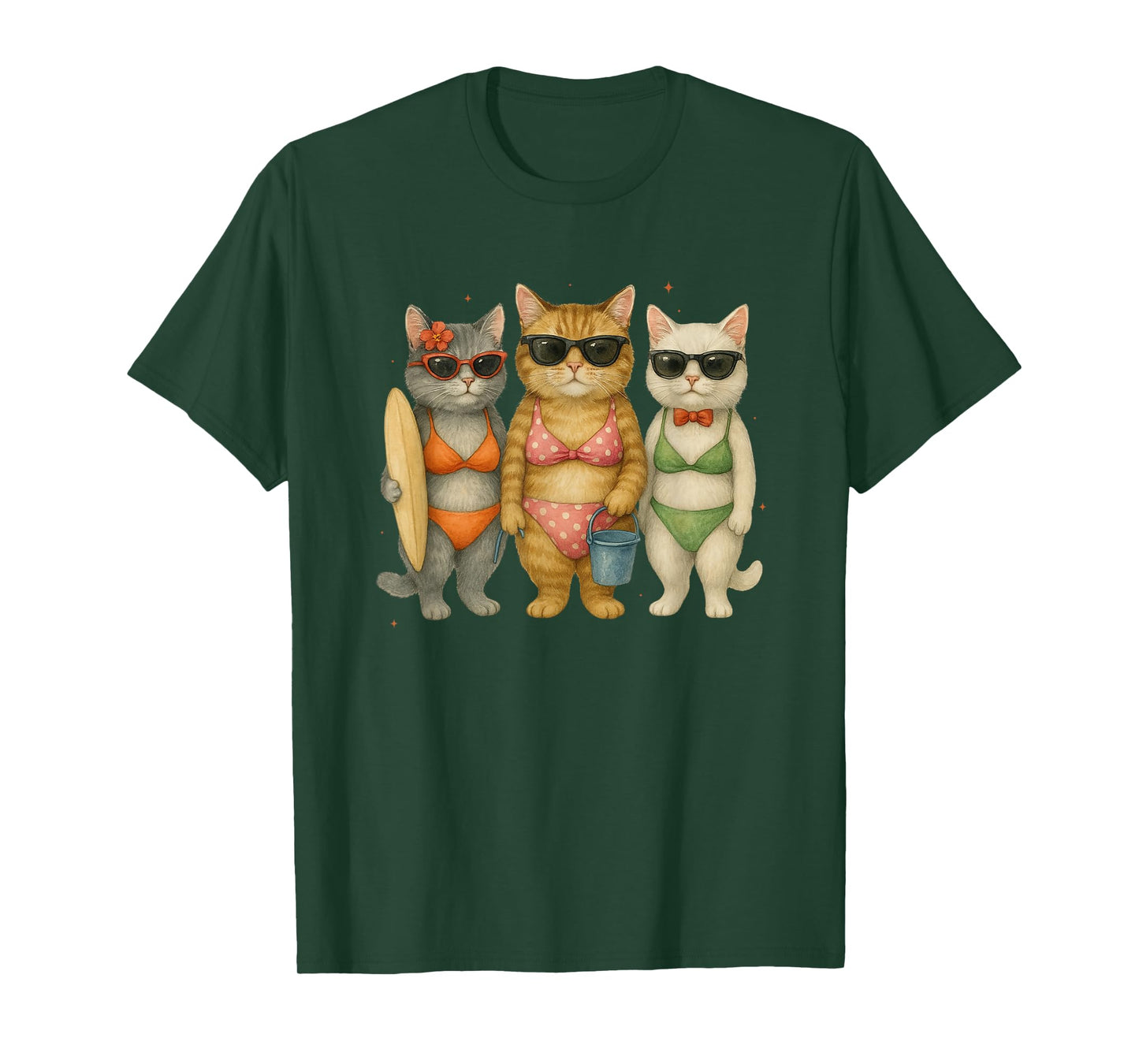 Cats In Sunglasses Beach Adventure T-Shirt
