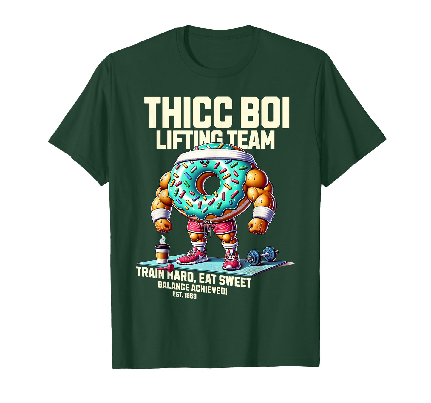 Thicc Boi Lifting Team Funny Donut Workout Gym Fitness Club T-Shirt