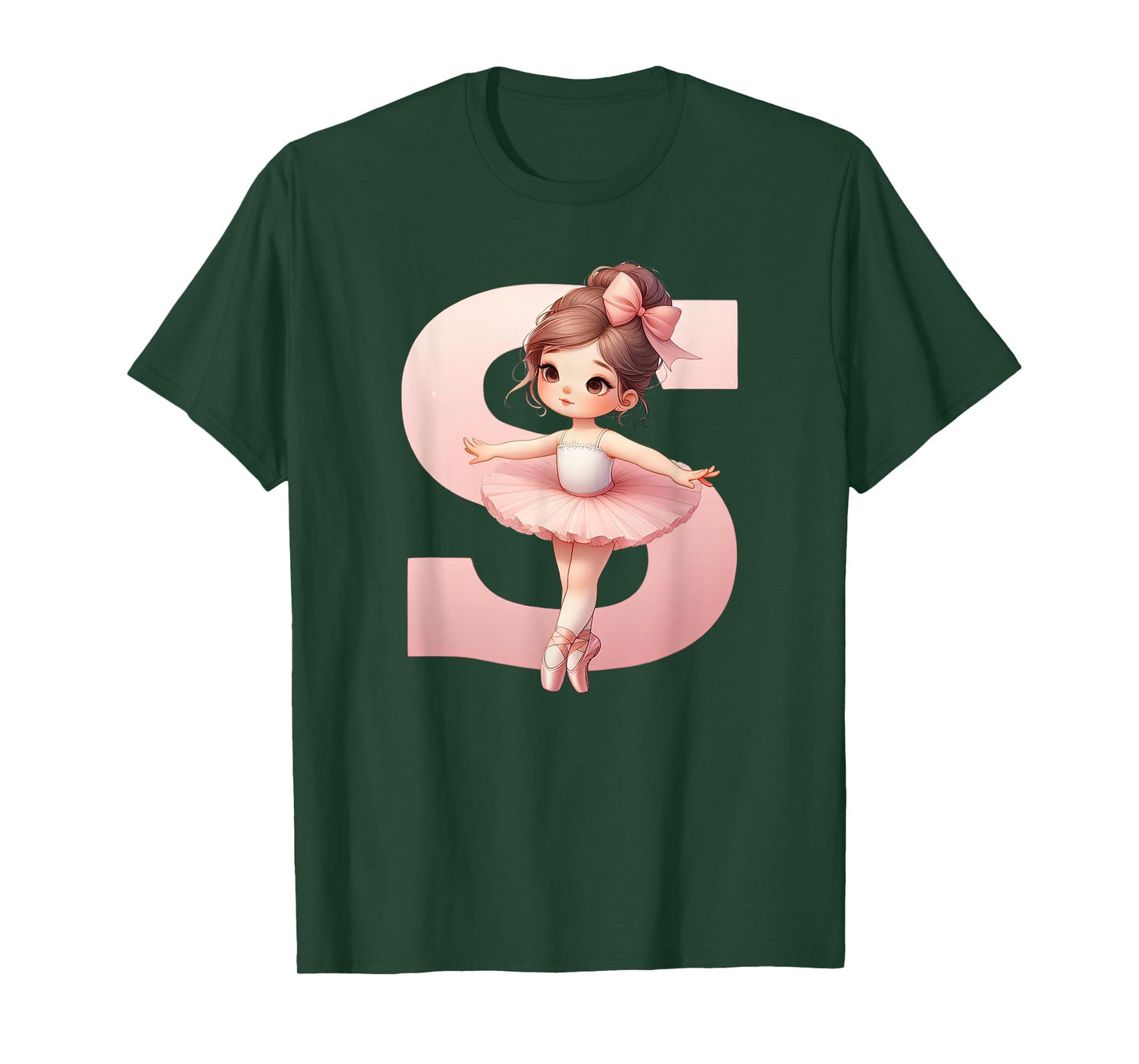 Ballerina Girl Dancing Name First Letter S Girly Tutu Ballet T-Shirt