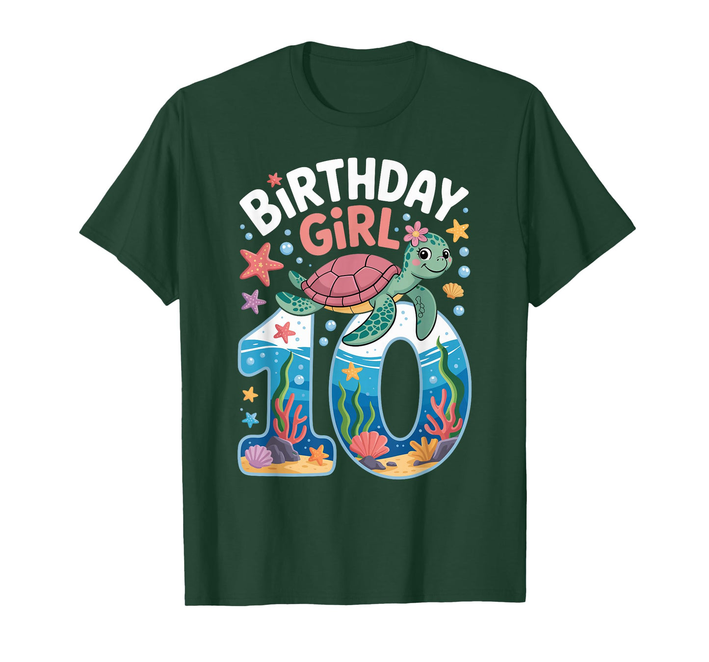 10 Year Old Birthday Girl 10th Sea Turtle Ocean T-Shirt
