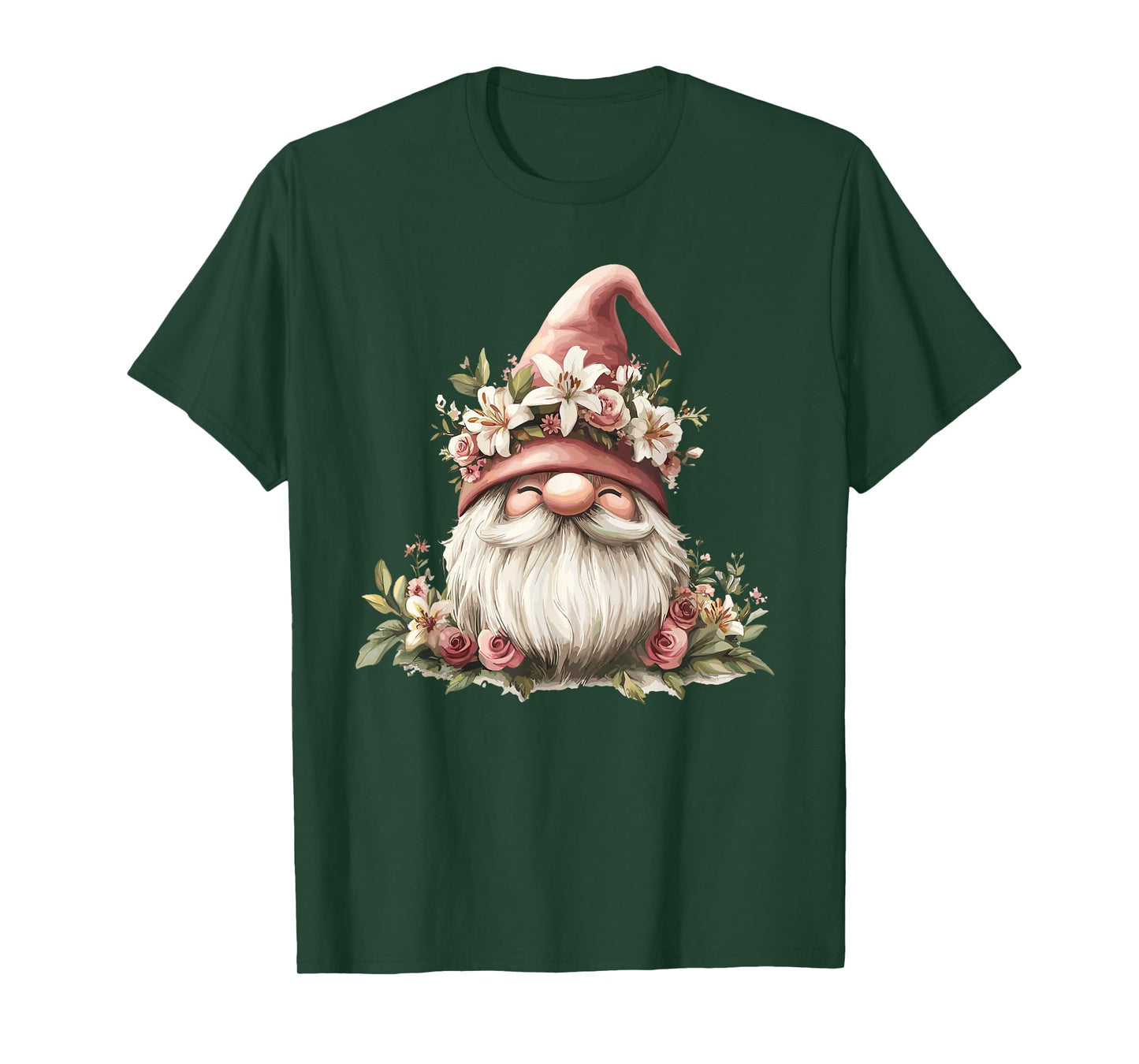Adorable Floral Gnome With Pink Hat T-Shirt