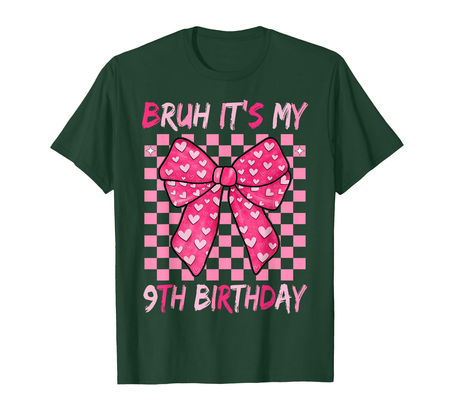 Bruh It's My 9th Birthday Coquette Bow 9 Year Old T-Shirt
