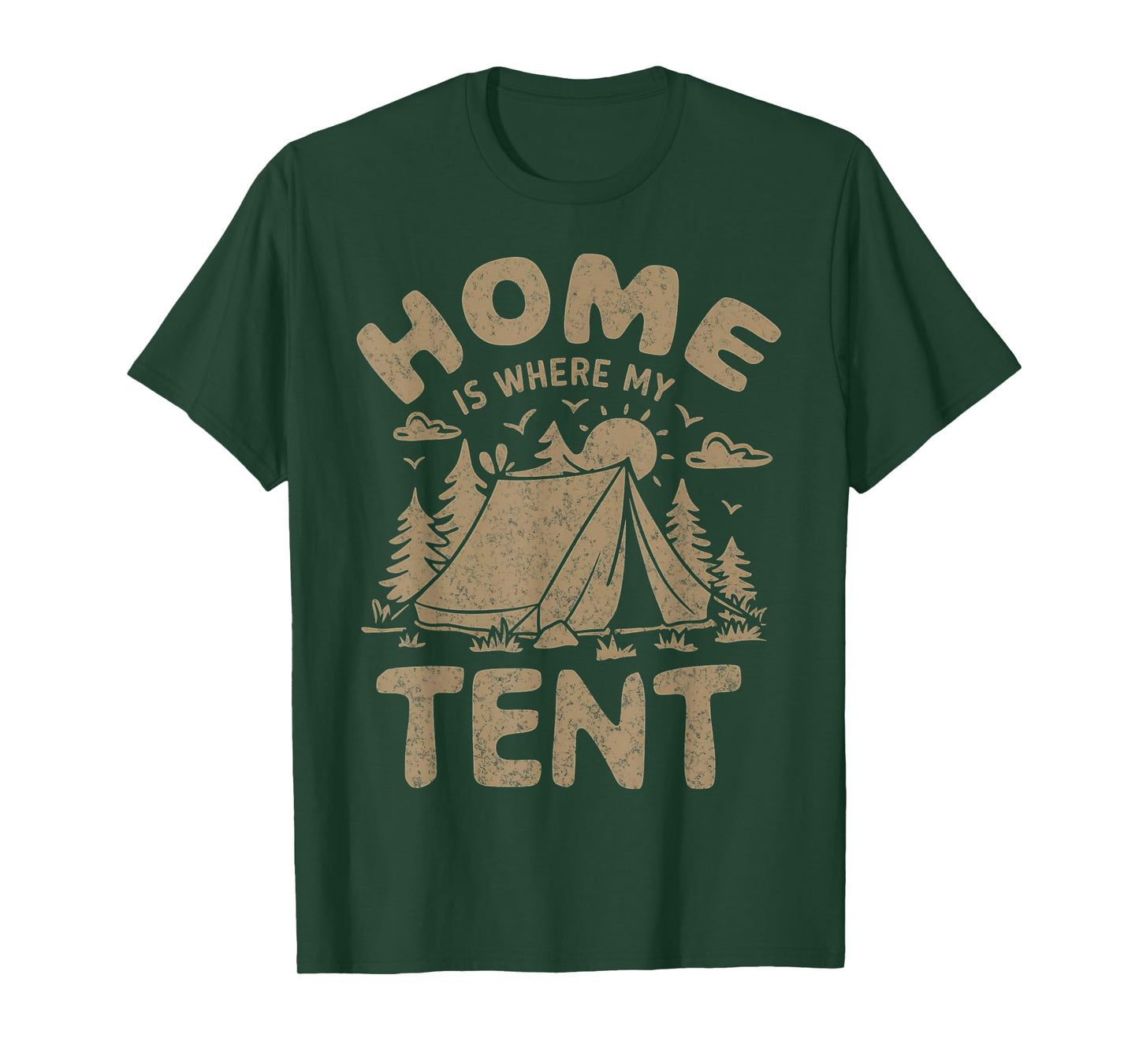 Home Is Where My Tent Camping Design Vintage Men Women Kids T-Shirt