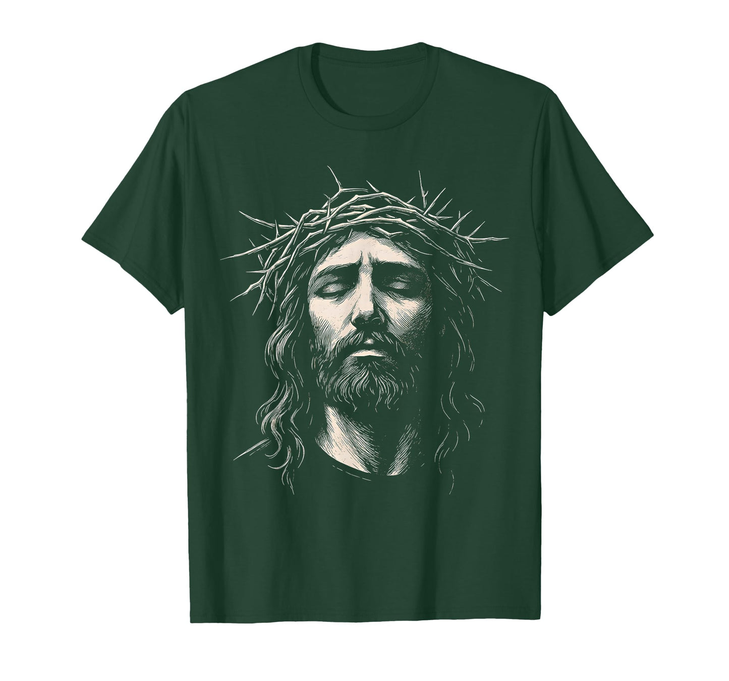 HUGvyn Jesus Christian Face Crown of Thorns Religious Faith T-Shirt