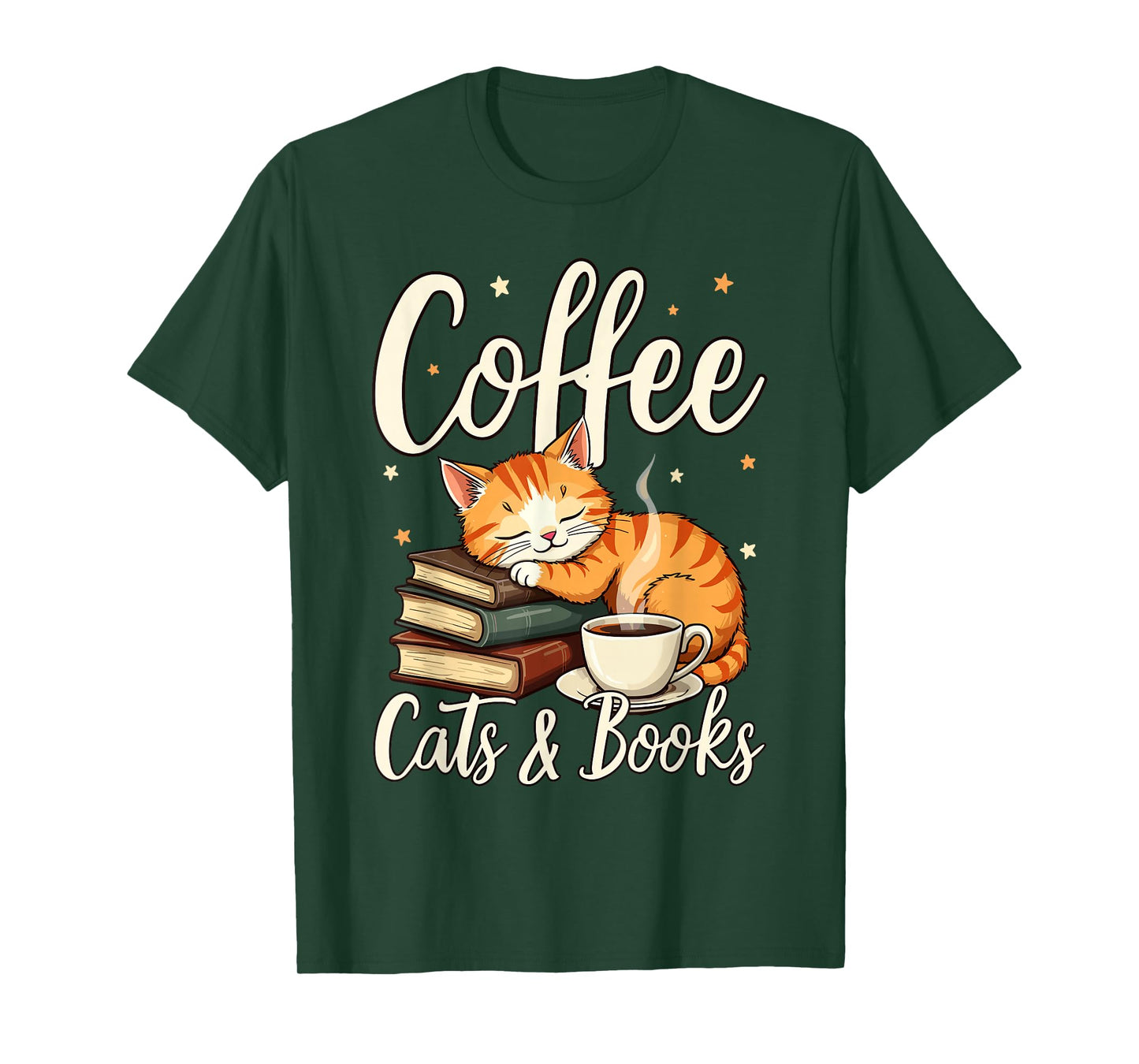 Coffee Cats And Books Lover, For Women & Men, Funny Coffee T-Shirt