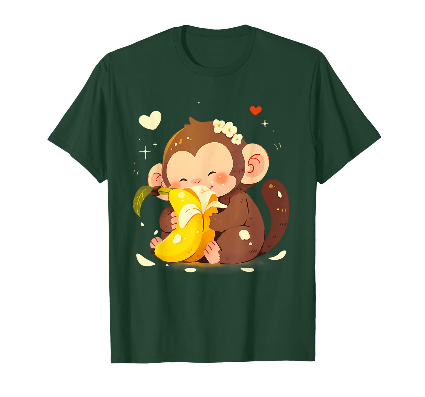 Banana Monkey Cute Monkey Drawing Bananas Fruit Wildlife T-Shirt