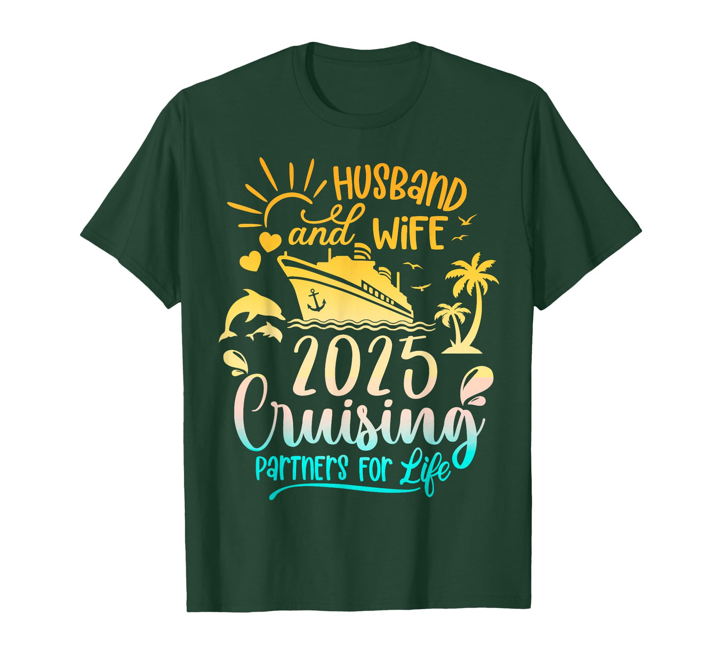 Husband & Wife Cruise 2025 Family Honeymoon Couples Matching T-Shirt