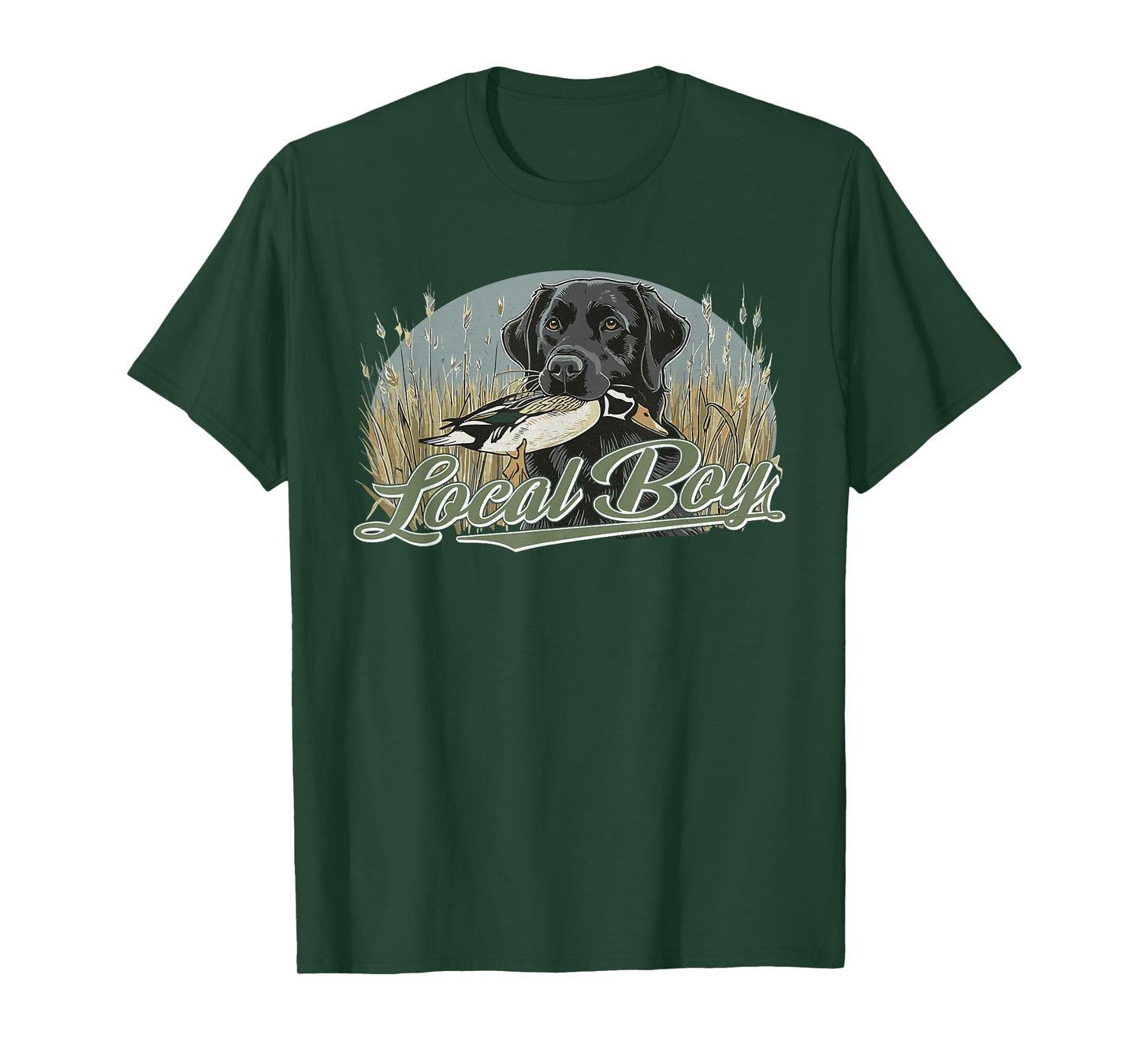 Local Duck Hunting Boy Black Lab Dog Outdoor Vintage T-Shirt