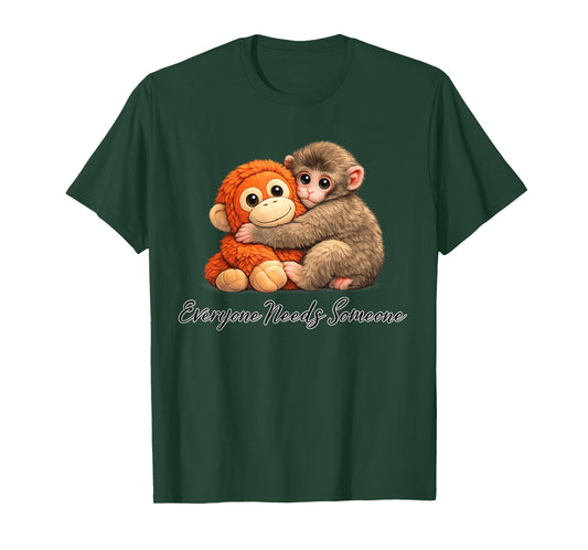 Cute Baby Monkey Punch Plush Hugging T-Shirt - T-Shirt | Forest