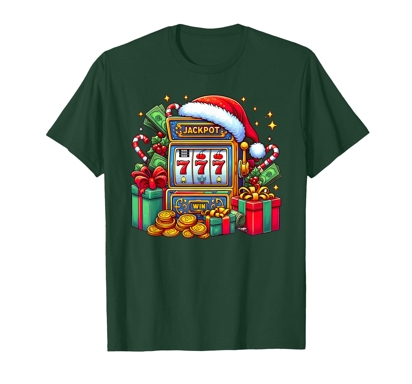 Christmas Slot Machine Casino Lucky Winner Xmas Big Jackpot T-Shirt