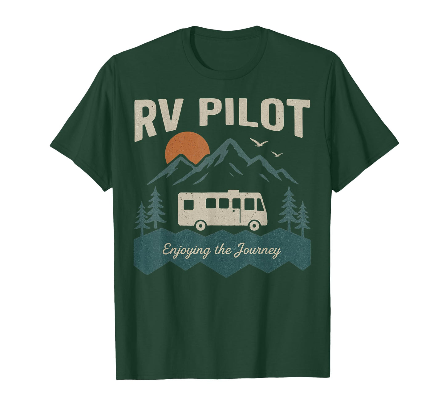 RV Pilot Camping Retro Motorhome Travel Vacation Camper Crew T-Shirt