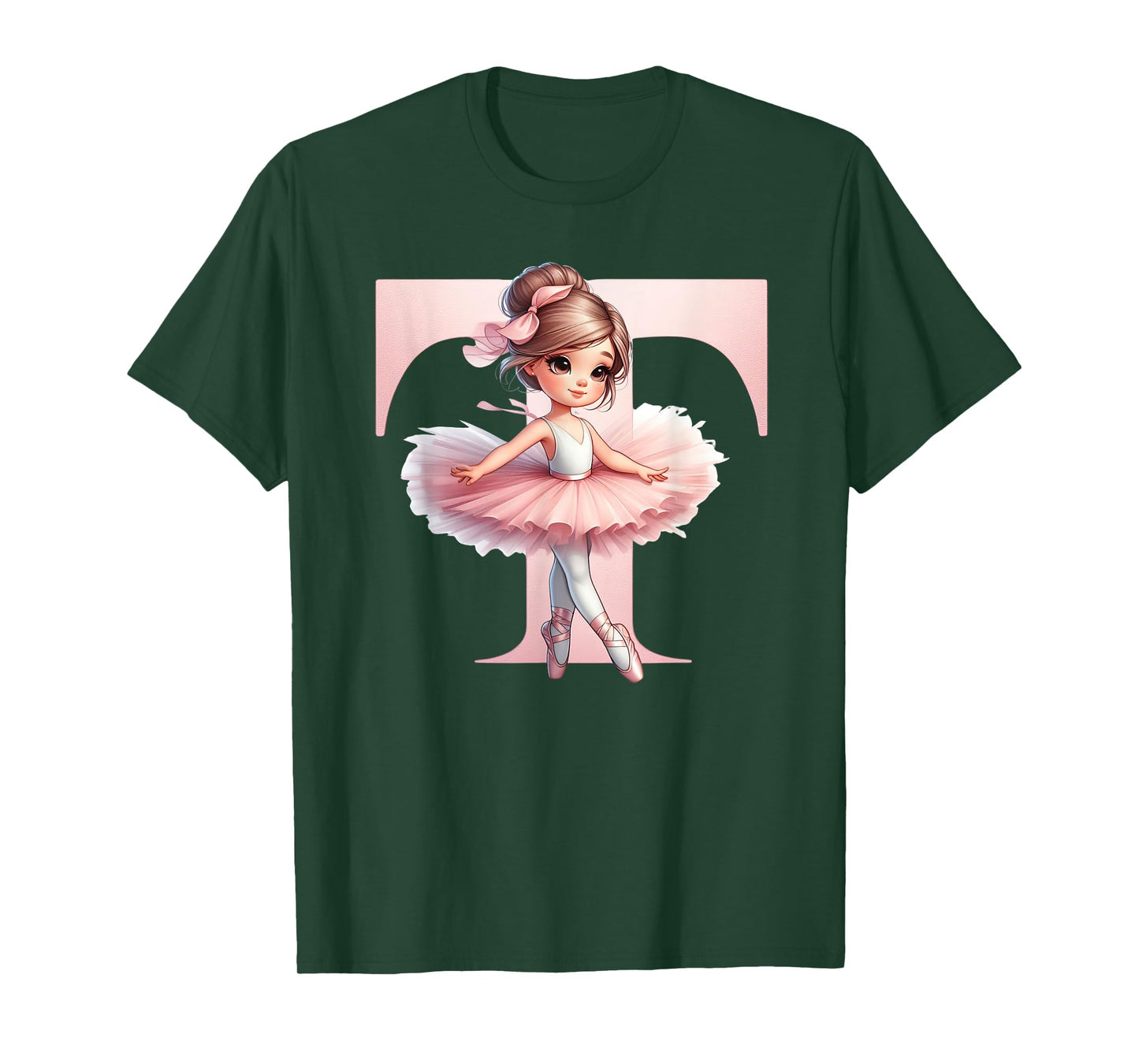 Ballerina Girl Dancing Name First Letter T Girly Tutu Ballet T-Shirt